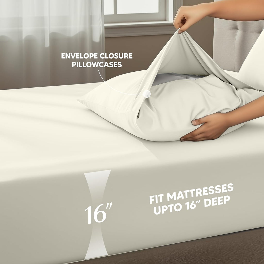 Utopia Bedding California King Size Sheet Set - Soft, Breathable Microfiber | 4-Piece Ivory Set