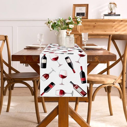 Buxiuer Red Wine Table Runner Wine Tasting Party Decoration Vino Before Vows Dining Room Home Kitchen Island Decor