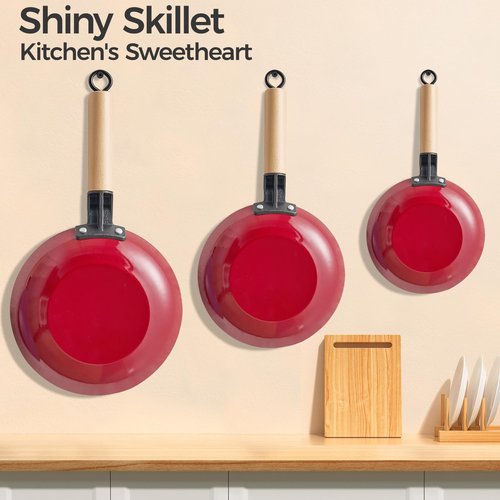 YUTANN Nonstick Frying Pan Set, 8" 10" 12" Ceramic Frying Pans, Pre-seasoned Cast Iron Pan Cookware Set with Removable Handle, Dishwasher Safe, Free of PFAS & PFOA, Compatible with All Stovetops