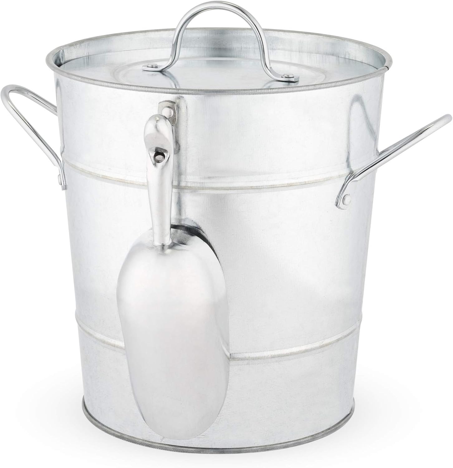 Twine Insulated Ice Bucket With Lid & Scooper for Parties - Galvanized Metal Bucket Cooler & Drink Tub Holds 1 Gallon