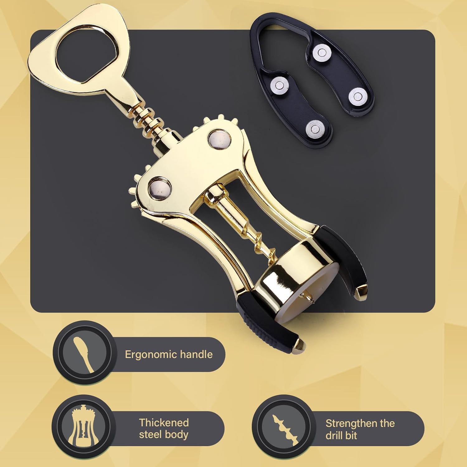 Wine Opener, Zinc Alloy Premium Wing Corkscrew Wine Bottle Opener with Multifunctional Bottles Opener, Upgrade