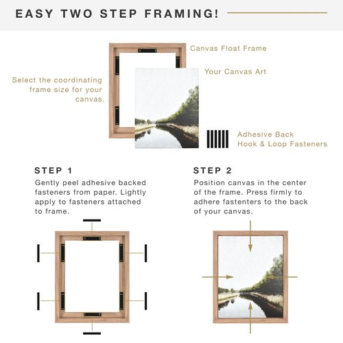 MCS Canvas Float Frames 11x14 Frame, Walnut Woodgrain for Finished Canvases, Vertical & Horizontal Wall Hanging Large with Adhesive for Canvas Paintings (1-Pack)