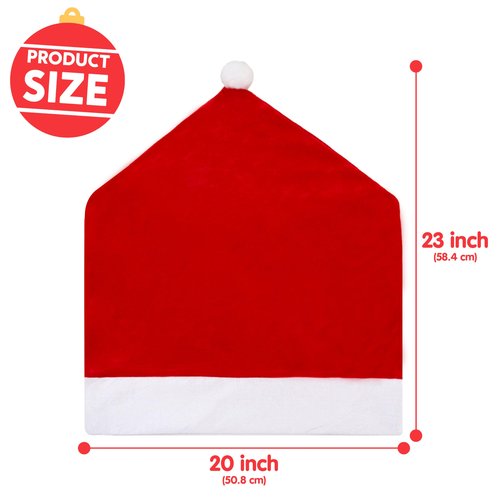 JOYIN 2 Pcs Christmas Chair Covers, Red Hat Chair Slipcovers, Santa Claus Kitchen Chair Back Covers for Holiday Festival Decoration, Christmas Decorations Indoor Home Décor