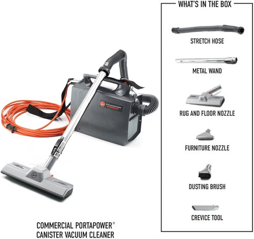Hoover Commercial PortaPower Canister Vacuum Cleaner - Lightweight & Versatile 2-in-1 Vac & Blower