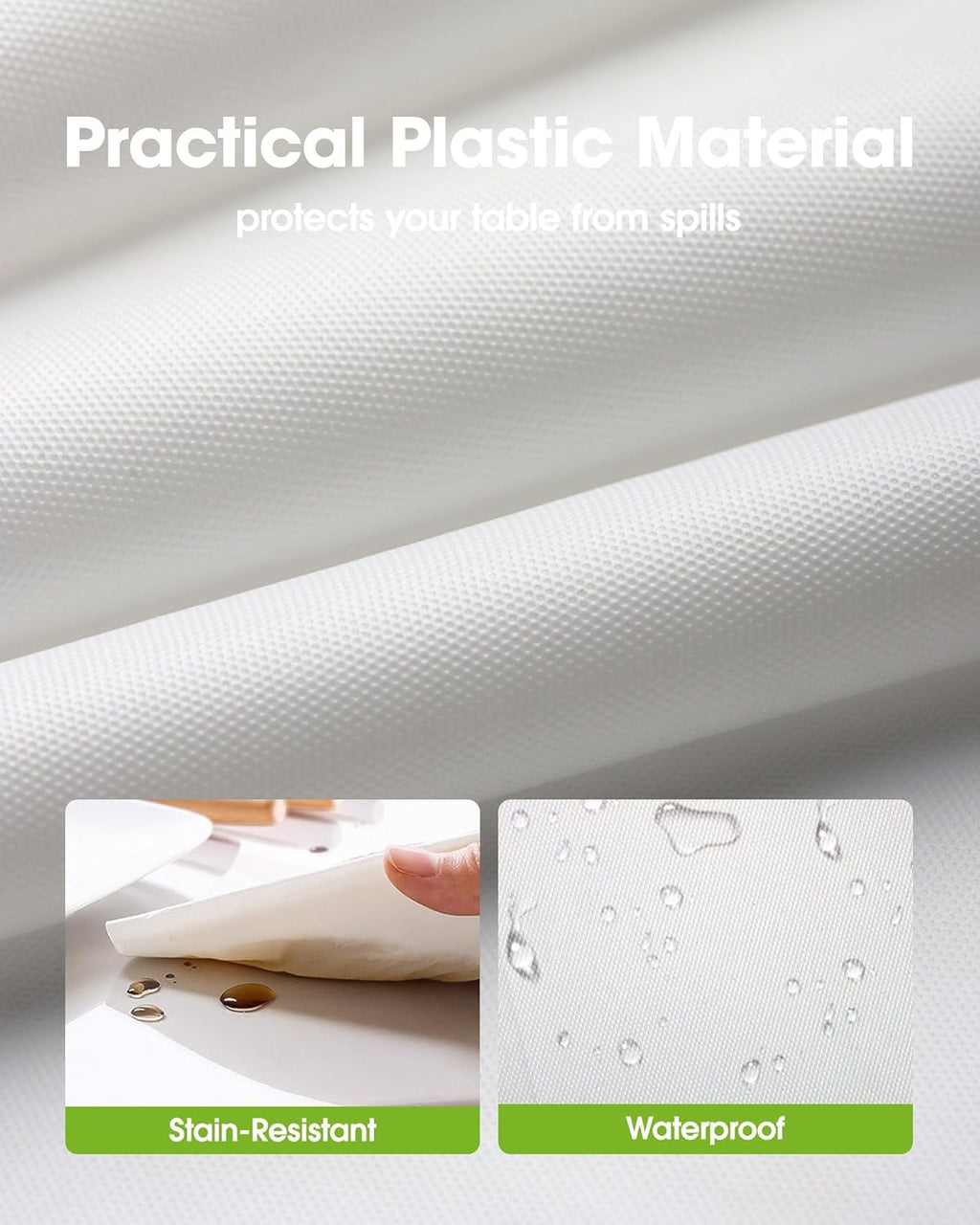 Pureegg Disposable Plastic Table Cloths - 84'' Round, Leakproof & Sturdy - 10 Pack, White for Parties & Picnics