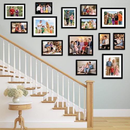 HOMERHYME 8x10 Picture Frame Set of 8 - Black Photo Frames for Tabletop or Wall Display | Fits 5x7 with Mat or 8x10 Without