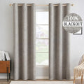 MIULEE 100% Blackout Linen Textured Curtains - Thermal Insulated Room Darkening Drapes | Warm Taupe, 42 x 90 Inch (2 Panels)