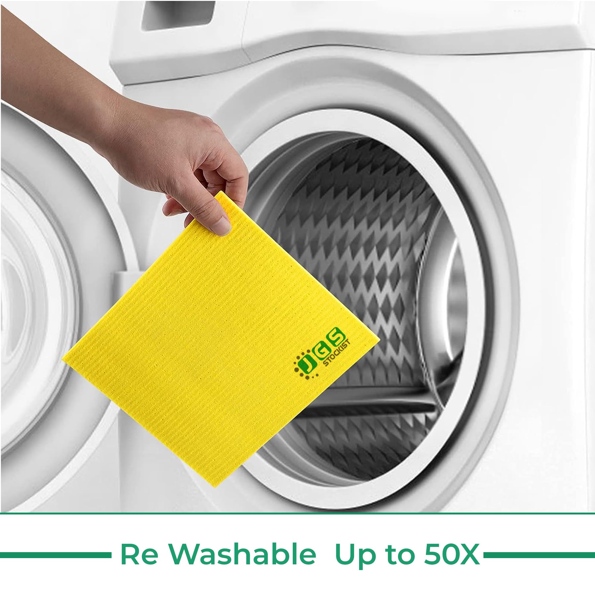 JGS STOCKIST Premium Quality Swedish Sponge Dishcloths 10 Pack for Home & Kitchen, Household Eco-Friendly Cleaning Absorbent Dish Cloth, Reusable Cotton & Cellulose Dishcloth, Washable Dish Towels