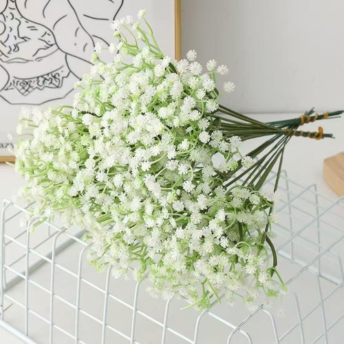 FUBODUN 120-Pcs Baby Breath Artificial Flowers Bulk，Artificial Babys Breath Flowers White Artificial Flowers Gypsophila Decoracion for Wedding Party Home Decoration (120-PCS)