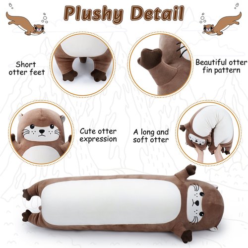 Sprinqdawin Large Otter Stuffed Animal,33.5” Long Otter Plush,Cute Plushies Animal Body Pillow,Kawaii Big Plush Toys Animals Gifts,Animals Sleeping Hugging Pillow Cushion for Kids Birthday