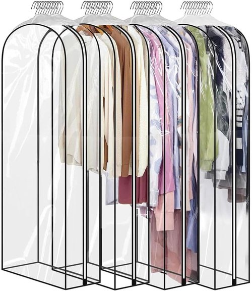 60 Clear Clothes Hangers - Waterproof Garment Bags with Smooth Zipper | 10" Gusseted for Shirts & Dresses