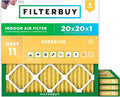 Filterbuy 20x20x1 Air Filter - MERV 11 Pet & Allergy Defense | 4-Pack Electrostatic Pleated HVAC Filters