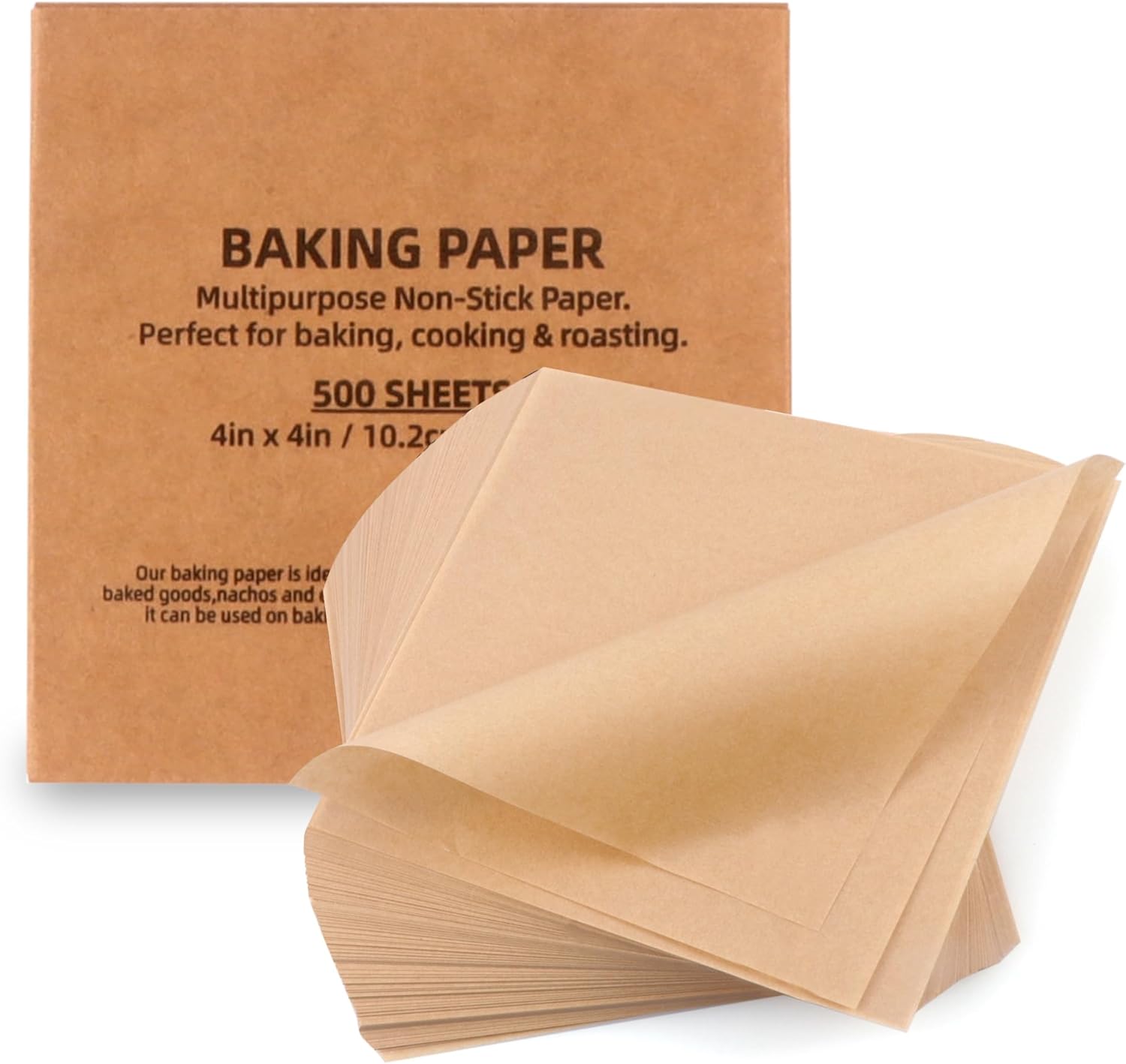 Precut Unbleached Parchment Paper Sheets by [Brand Name] | 500 Pcs Non-Stick & Greaseproof 4x4 Inch Baking Paper