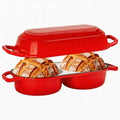 Skiennix Mini Double Dutch Oven - 2.2QT Enameled Cast Iron Pot with Lid | Non-Stick Sourdough Baking Pan