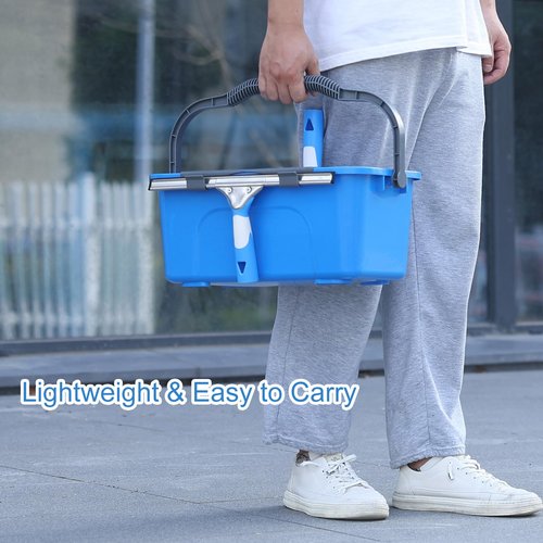 Mitclear Professional Window Cleaning Kit, Include Compact Cleaning Bucket 3 Gallon, Silicone Squeegee, Microfiber Scrubber, Cloth, All-in-one Window Cleaning Supplies, Commercial & Household Use