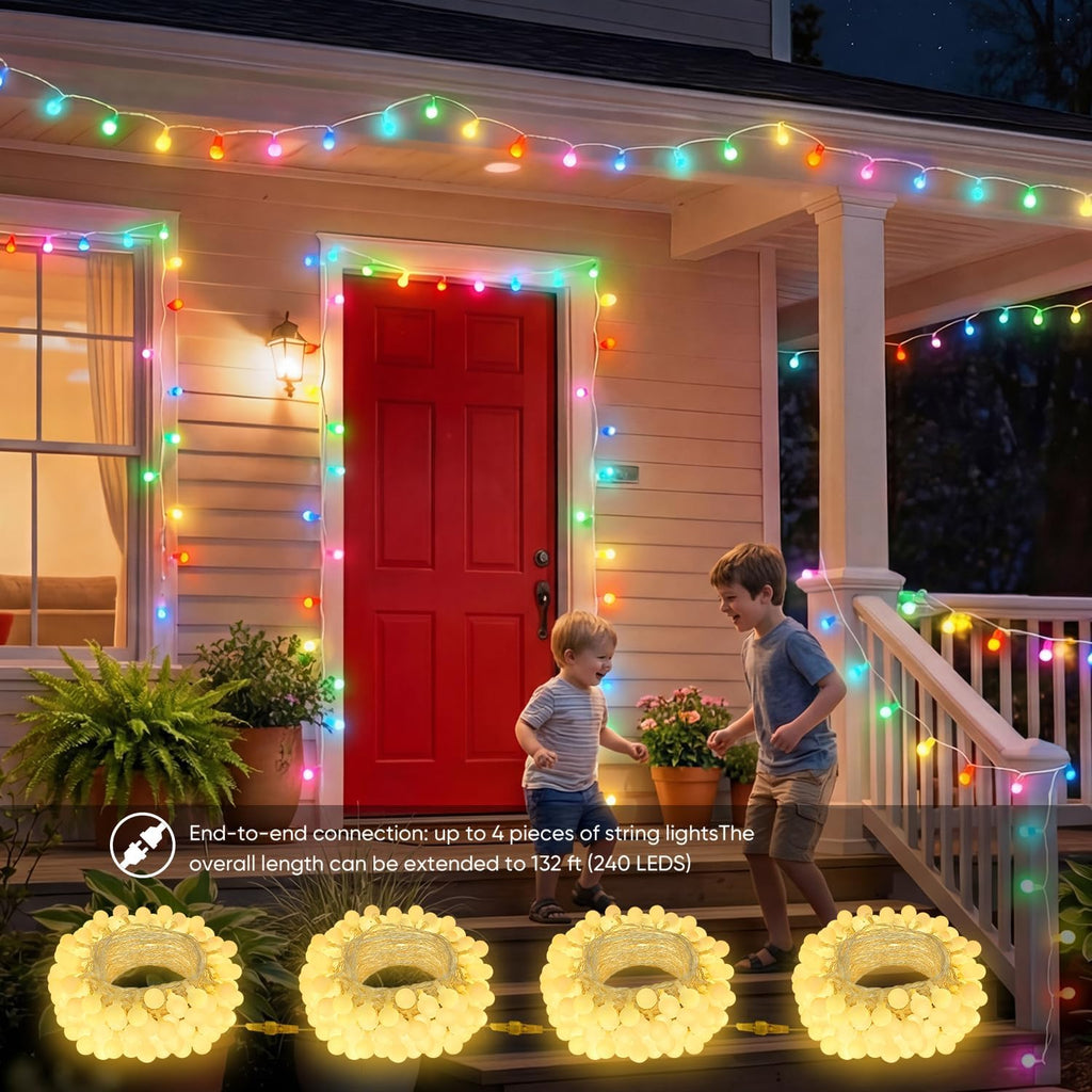 OMIKA 33FT Connectable Globe String Lights - 24 Color Changing Fairy Lights with Remote | 60 LEDs, 128 Modes, Waterproof for Indoor/Outdoor Use