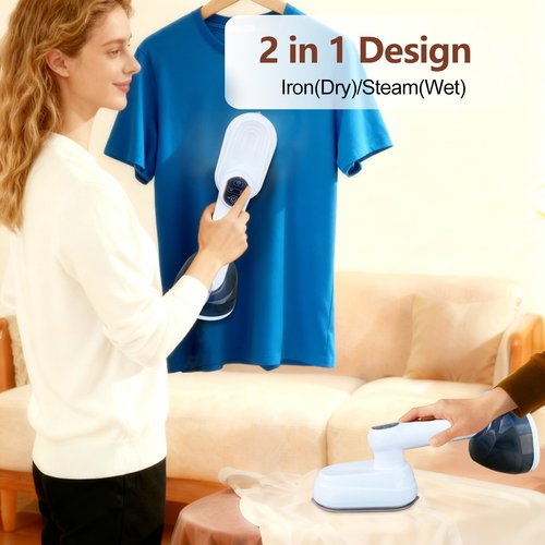 Yokgrass 2 in 1 Steamer & Iron,1200W Portable Travel Garment Steamer for Clothes, 7.8OZ Large Tank, Handheld Wrinkle Remover, 25S Fast Heat-up, Quick Wrinkle Remover, Compact Size for Travel