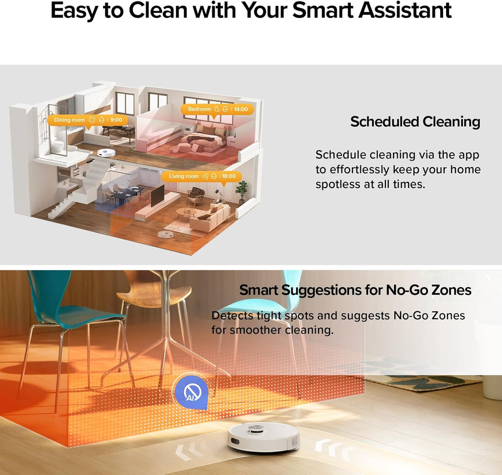 Roborock Q7 M5+ Robot Vacuum & Mop - 10000Pa Suction, Self-Emptying, App Control, White