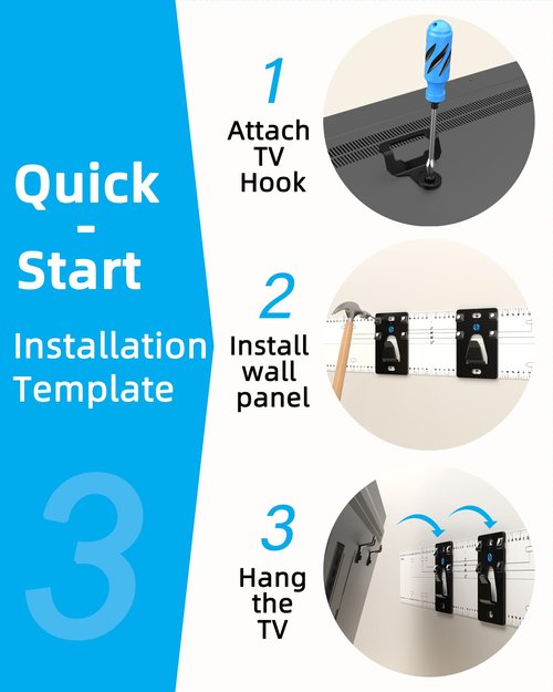 Supcline No Stud TV Wall Mount for Most 26-100 inch TVs Up to 200lbs, Drywall No Drill TV Mount, 1.18'' Low Profile Studless Wall Mount tv Bracket, Easy Install