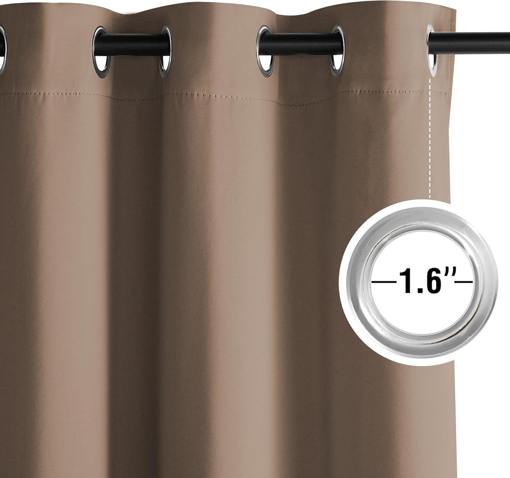 NICETOWN Room Darkening Curtains - Elegant Cappuccino Drapery Panels, 52" x 84" Size