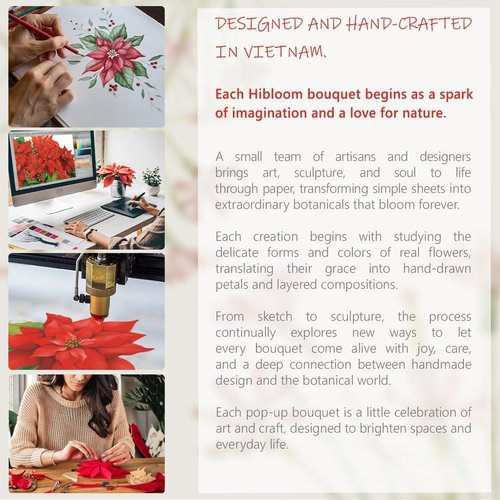 HIBLOOM Humming Bird Pop Up Card, 19.5 Inch Real Sized Display 3D Valentine Greeting Card, Paper Flower Bouquet, Gift for Valentines Day, Birthday, Mothers Day, Includes Envelope & Message Note