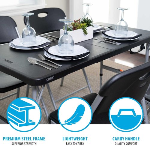 Lifetime Fold-in-Half Adjustable Folding Table, 4-Foot