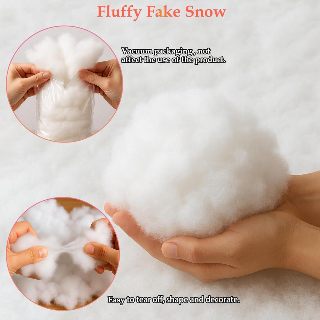 Skiennix Christmas Fake Snow Decor - Fluffy Flame Resistant Cotton Snow Blanket for Holiday Crafts | 5.6oz