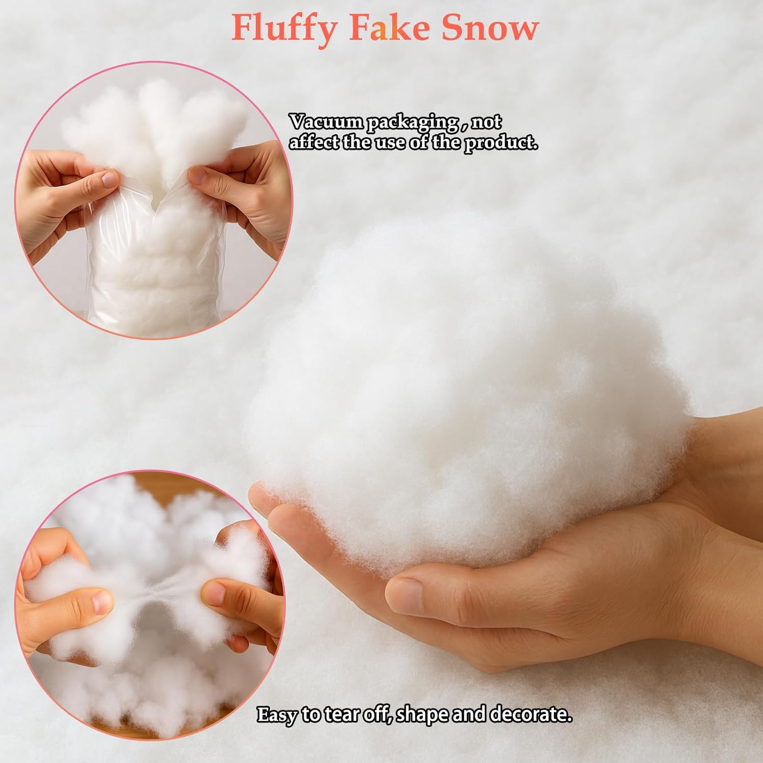 Skiennix Christmas Fake Snow Decor - Fluffy Flame Resistant Cotton Snow Blanket for Holiday Crafts | 5.6oz