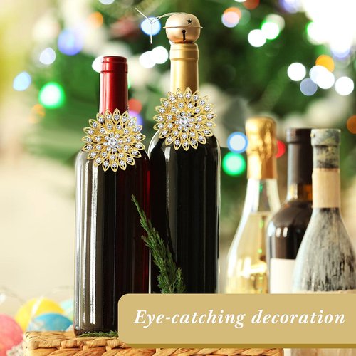 Geiserailie 80 Pcs Gold Flower Napkin Rings Alloy Floral Crystal Rhinestone Bling Holiday Shiny Napkins Ring Holders for Wedding Bridal Valentine's Day Birthday Dinner Party Table Home Decoration