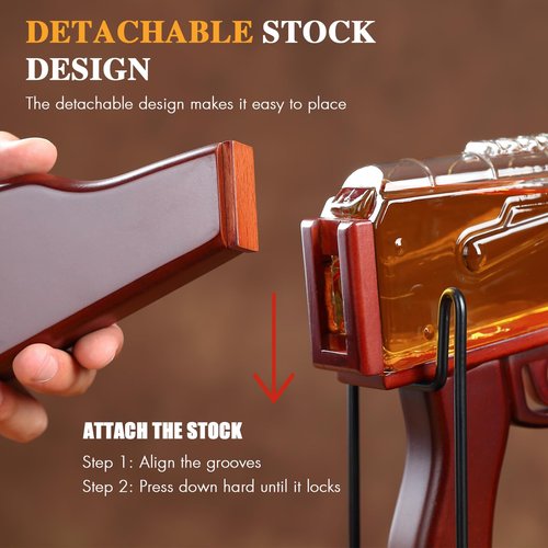 Gifts for Men Dad, AK Gun Whiskey Decanter Set with 2 Whiskey Glasses, 25 oz Large Liquor Decanter Set, Military Present for Father, Brother,Gun Liquor Dispenser Fun Conversation Starter