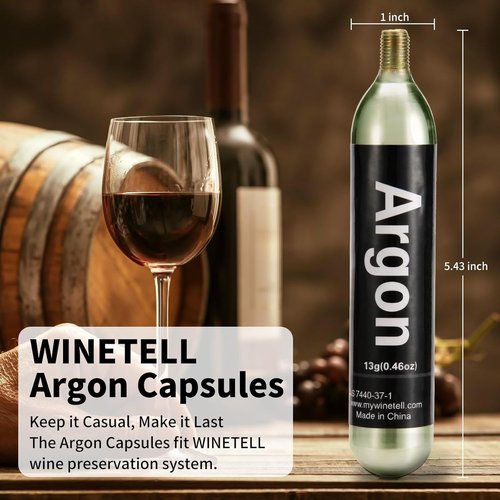 Argon Capsules for Wine Preservation Systems – Compatible with Wine Saver & Dispenser – Long-Lasting Freshness for Wine Freshness & Storage (3 Pack)