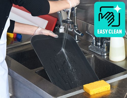CURTA 2-Pack Restaurant Grade Non-Slip Tray, NSF, 22 Inch x 16 Inch, Plastic Rubber Lined Rectangular Serving Tray, Black
