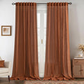 MIULEE Linen Curtains - 84 Inch Light Filtering Semi-Sheer Drapes | Terracotta 2 Panels for Living Room & Bedroom
