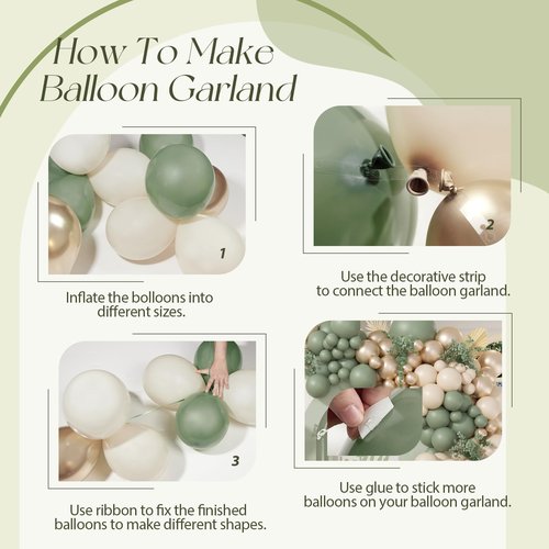 130Pcs Sage Green Balloon Garland Arch Kit with Sage Green Sand White Gold Balloons for Baby Shower Bridal Shower Birthday Engagement Birthday Party Decorations
