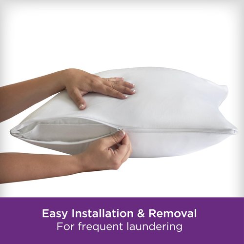 AllerEase Ultimate Advanced Allergy Protection Bedbug Barrier Temperature Balancing Antimicrobial Breathable Comfort Zippered Machine Washable Pillow Protector, Standard/Queen, Size, White - 4 Pack
