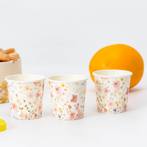Crisky 3oz Paper Cups Dixie Cup[100 Pack], Disposable Bathroom Cups, Elegant Design Floral Small Mouthwash Cup, Hot/Cold Beverage Coffee, Dessert for Birthday Parties, Home-use, Picnics, Ceremonies