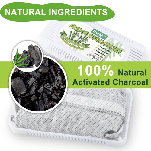Hengu Fridge Deodorizer, (6 Pack) Fridge Smell Eliminator Natural Activated Charcoal Fridge Deodorizer Odor Eliminator Refrigerator Deodorizer, Bamboo Charcoal Bags for Freezer