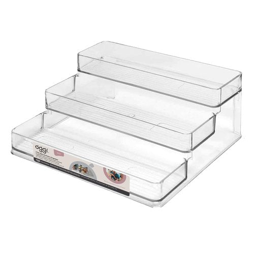 Oggi 3 Tier Spice Organizer & Pantry Storage- For Shelf, Kitchen Cabinet, Spice Rack, Pantry Organization and Storage, Clear Shelves
