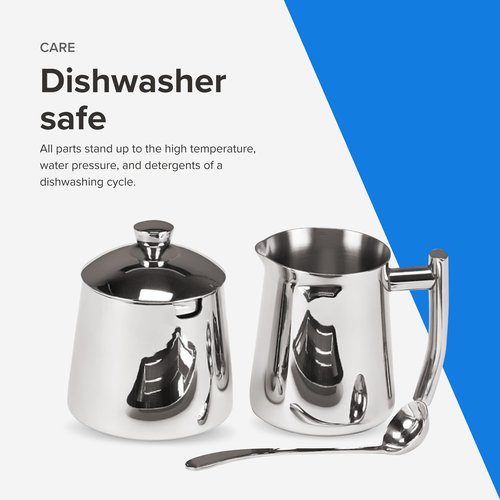 Frieling USA 18/10 Stainless Steel Sugar and Creamer Set - Coffee & Tea Accessories with 10 Oz Metal Creamer Pitcher & Sugar Bowl with Lid