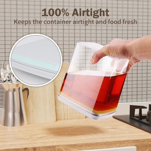 Melovom 8 Pcs Pop Food Storage Containers Airtight Food Storage Containers Set with Lids Kitchen Pantry Organization and Storage, 3.4Qt, 2.8Qt, 2.1Qt, 1.2Qt
