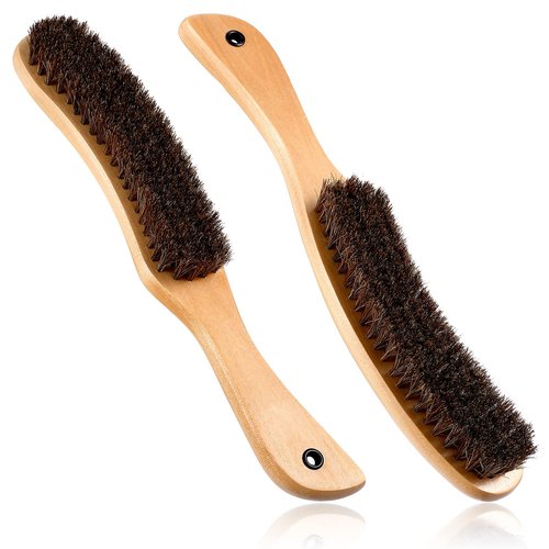 Patelai 2 Pcs Felt Hat Brush Wooden Cowboy Hat Horse Hair Brush for Cleaning Removes Dust Stains Hair, Cap Clothes Furniture Clean Supplies