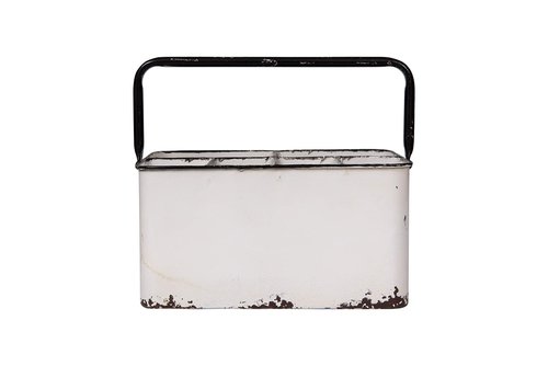 Creative Co-Op Distressed White Metal Caddy with 6 Compartments