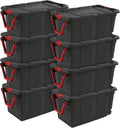 Sterilite Wheeled Tote - Durable 40 Gallon Storage Container - Black Color for Easy Organization