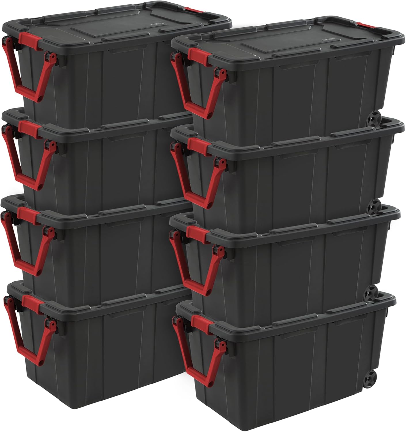 Sterilite Wheeled Tote - Durable 40 Gallon Storage Container - Black Color for Easy Organization