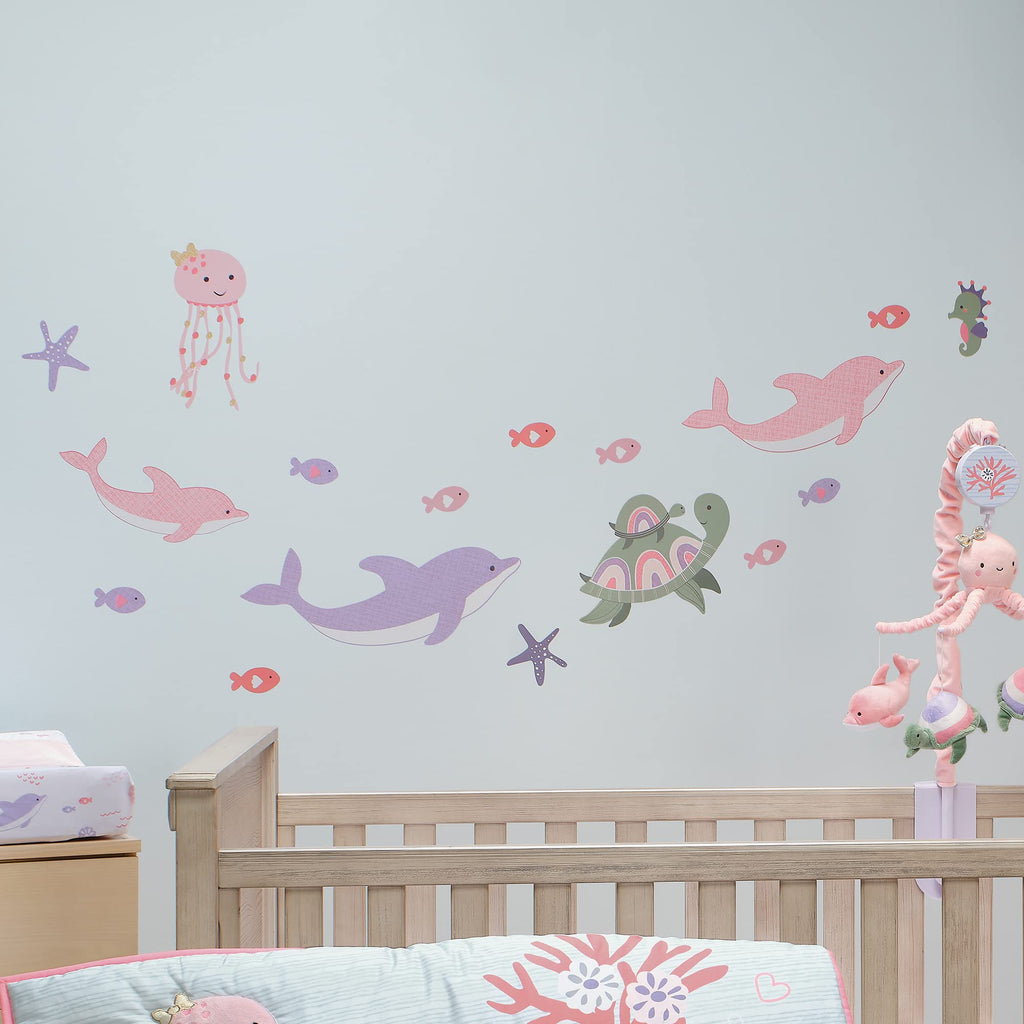Lambs & Ivy Sea Dreams Dolphins/Turtles/Fish Underwater/Nautical Wall Decals Multicolor