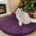 OLANLY Round Dark Purple Area Rug - Soft, Fluffy, Machine Washable 3 ft Carpet for Bedroom & Living Room