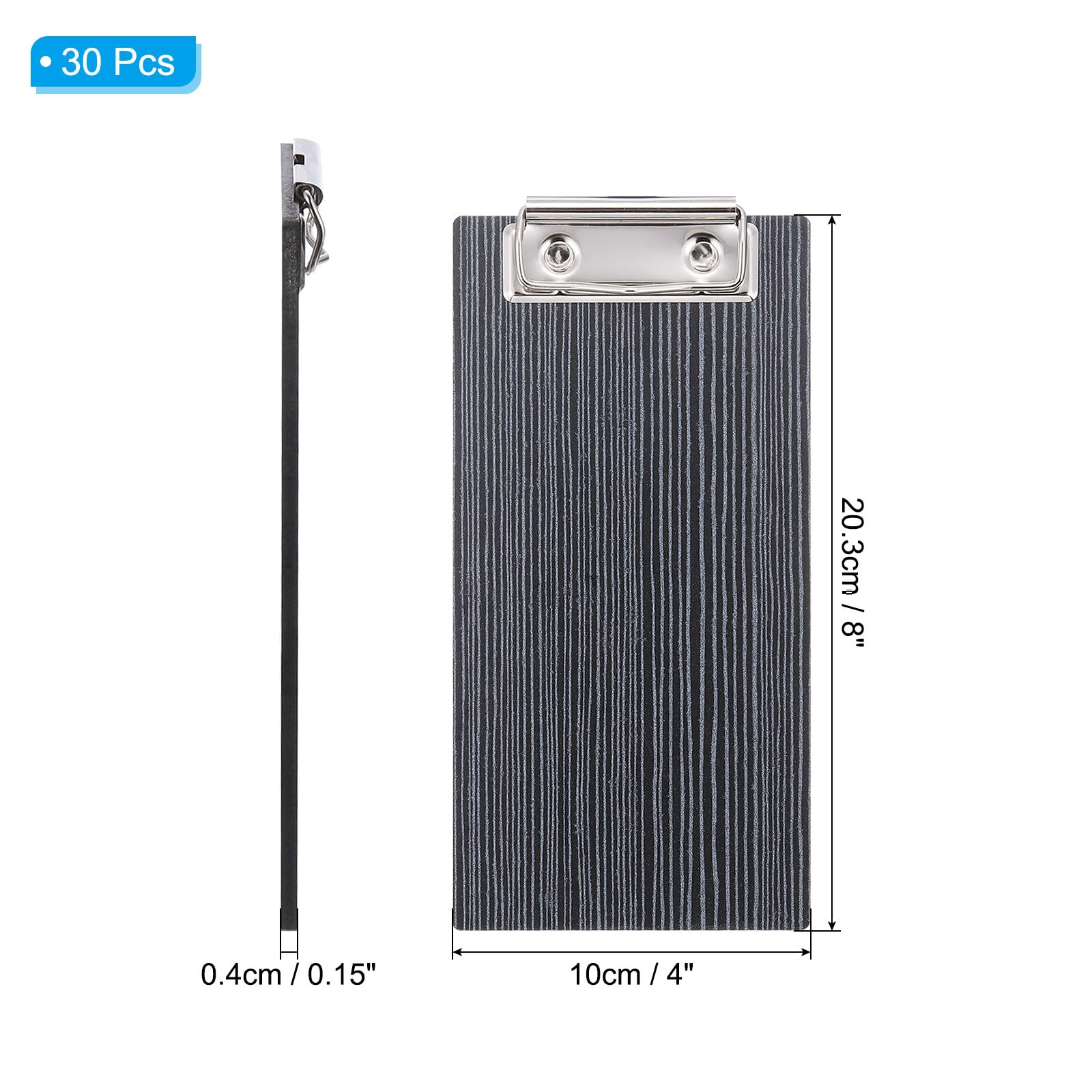 PATIKIL Check Presenters for Restaurants, 30Pcs Mini Clipboard Wood Check Holder Half Page Menu Holder for Restaurant Cafe Waitress Guest Check Server, Gray