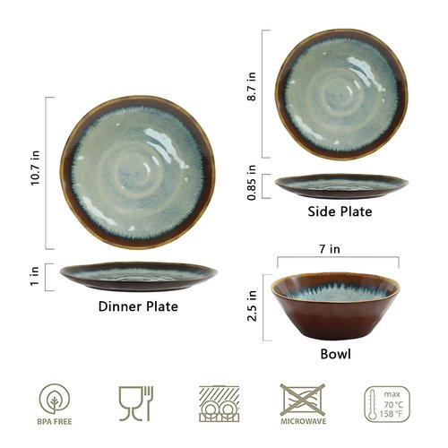 Gufaith Melamine Dinnerware Sets,12Pcs Plate and Bowl Set,Unbreakable and Lightweight Dish Set,Great for Camping and RV,BPA free,Dishwasher Safe(Sandy Brown)