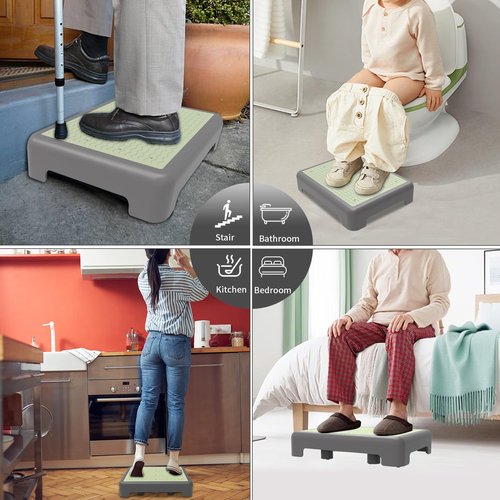 TENGYI One Step Stool for Adults, Noctilucent Bed Step Stools, 650 LBS Capacity, Non-Slip Safety Step Platform Indoor and Outdoor for Seniors, Wide Step Stools Elderly Assistance at Night