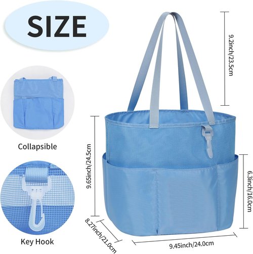 Mesh Shower Caddy - Portable Travel Toiletry Bag for Men & Women | Large Capacity Quick-Dry Design - Blue